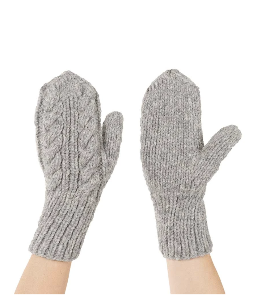 HAND KNIT ALPACA MITTENS CHARCOAL