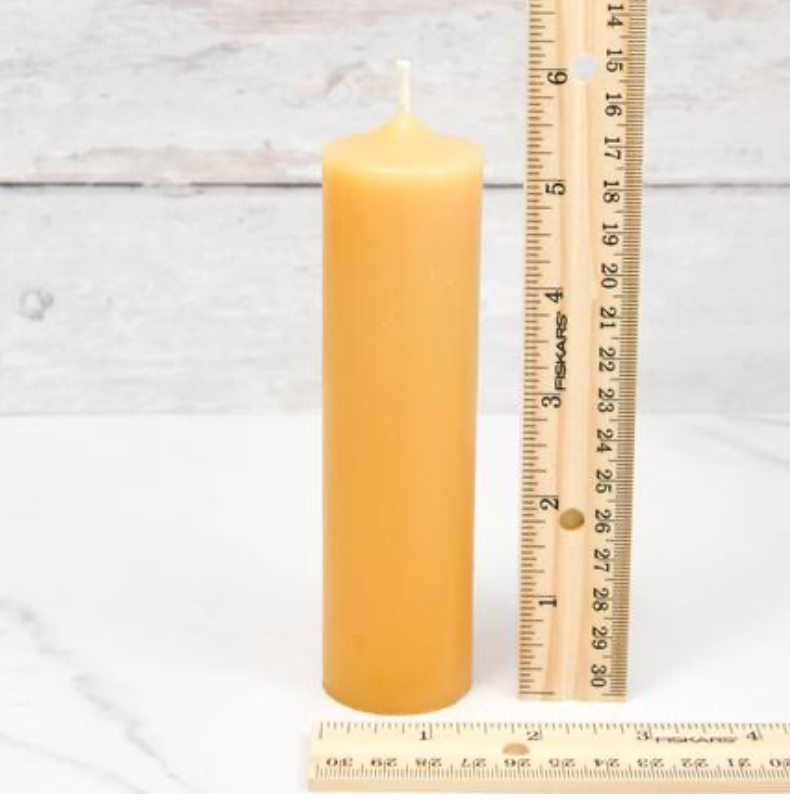 Natural Beeswax Honey Candle Column 6"