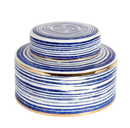 Wide Round Blue & White Jar