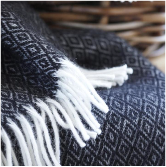 Stella Woollen Throw- Black & White