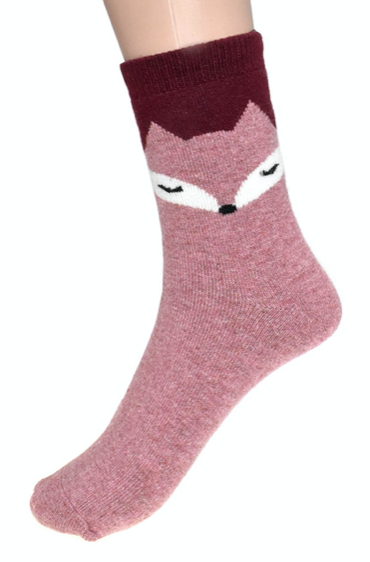 Sleeping Fox Socks- Pink