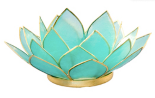 Aquamarine Lotus Candle Holder