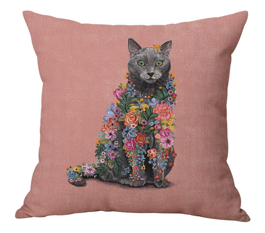 Pink Floral Cat Pillow