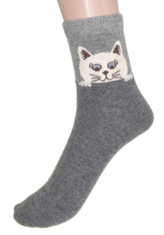 Peekaboo Cat Socks- Grey