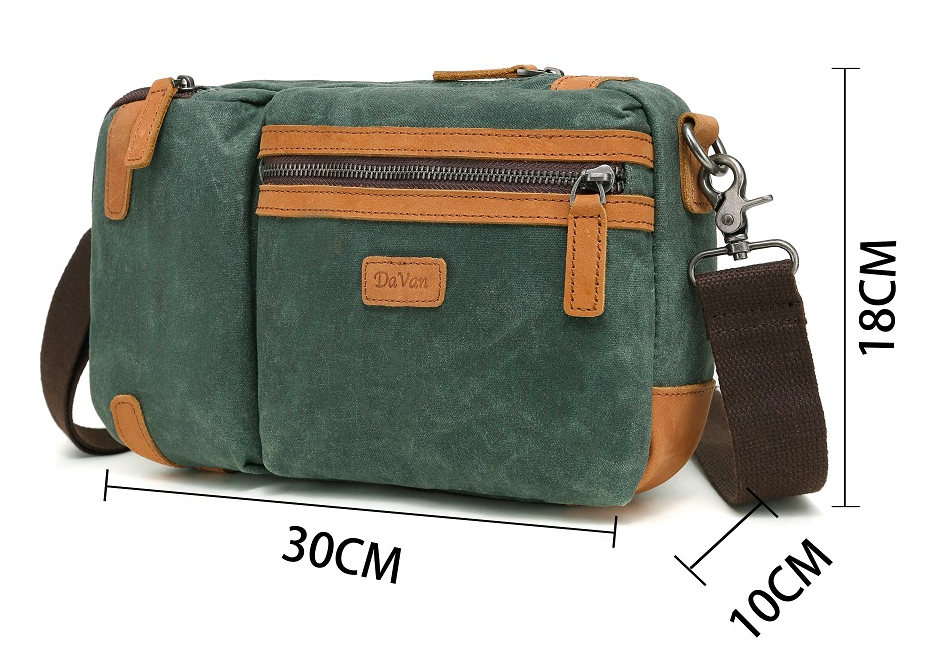 Multifunction Waxed Canvas Sling Bag- Olive
