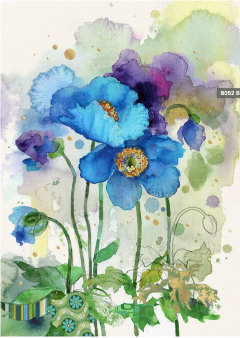 Watercolour Blue Flowers Cards
