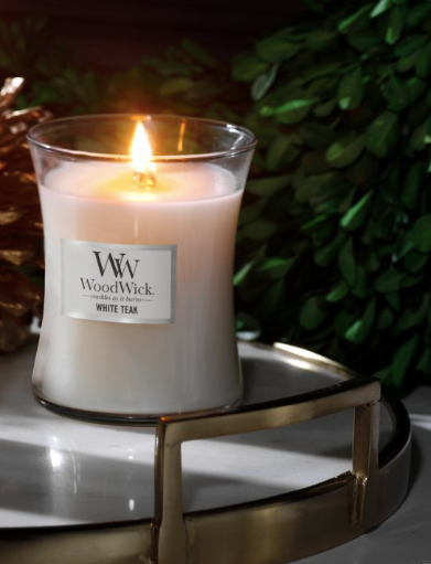 Woodwick white teak deals