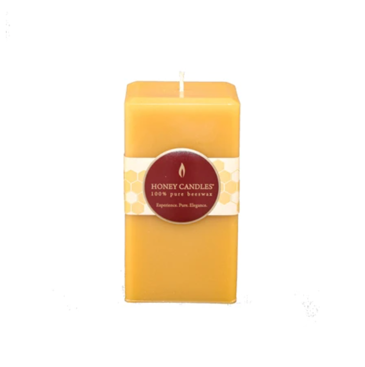 Natural Square Pillar Beeswax Candle 5"