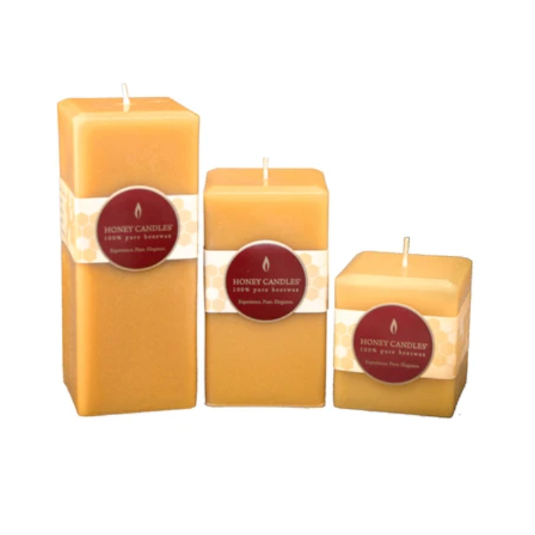 Natural Square Pillar Beeswax Candle 5"